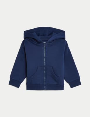 

Unisex,Boys,Girls M&S Collection Cotton Rich Zip Hoodie (0-3 Yrs) - Navy, Navy