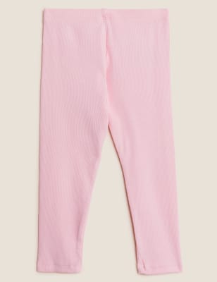 

Unisex,Boys,Girls M&S Collection Cotton Rich Ribbed Leggings (0-3 Yrs) - Carnation, Carnation