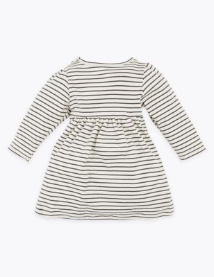 M&S Girls Pure Cotton Striped Dress (0-3 Yrs)