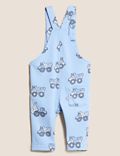 Cotton Rich Tractor Print Dungarees (0-3 Yrs)