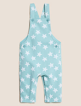 Cotton Rich Star Print Dungarees (0-3 Yrs)