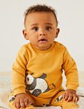 Katoenrijke sweater met pandamotief (0-3 jaar)