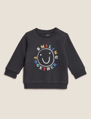 

Unisex,Boys,Girls M&S Collection Cotton Rich Smiling Together Sweatshirt (0-3 Yrs) - Dark Grey, Dark Grey