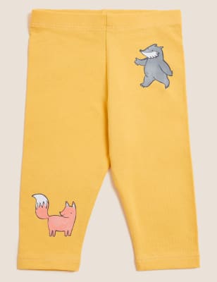 

M&S Collection Leggings de algodón con estampado de zorro y tejón (0-3 años) - Dark Yellow, Dark Yellow
