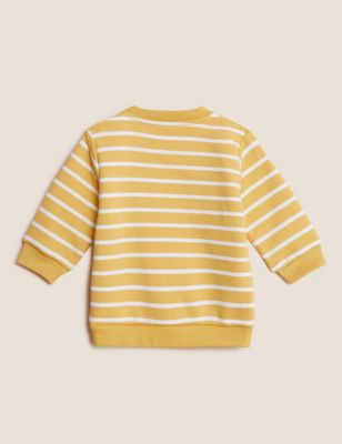 M&S Girls Cotton Rich Bunny Striped Sweatshirt (0-3 Yrs)