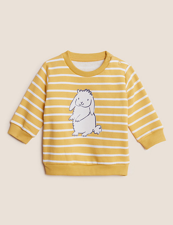 Cotton Rich Bunny Striped Sweatshirt (0-3 Yrs)