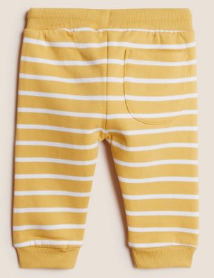 M&S Girls Cotton Rich Striped Bunny Joggers (0-3 Yrs)