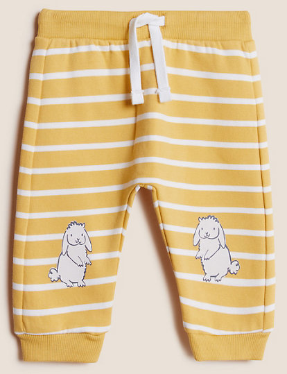 Cotton Rich Striped Bunny Joggers (0-3 Yrs)