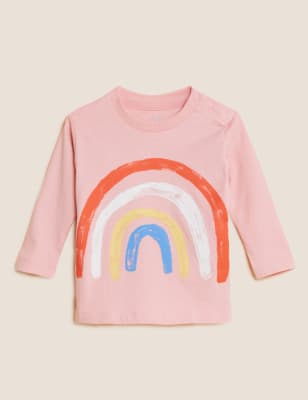 

M&S Collection Oberteil aus reiner Baumwolle mit Regenbogen (0-3 J.) - Medium Pink, Medium Pink