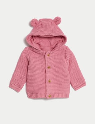 Gilet en maille épaisse 100 % coton (jusqu'au 3 ans) - Dusky Pink