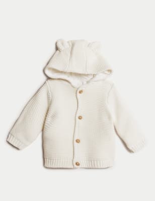 Gilet en maille épaisse 100 % coton (jusqu'au 3 ans) - Ivory