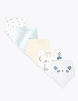 Lot de 5&nbsp;bavoirs style bandana en coton &agrave; imprim&eacute; animal