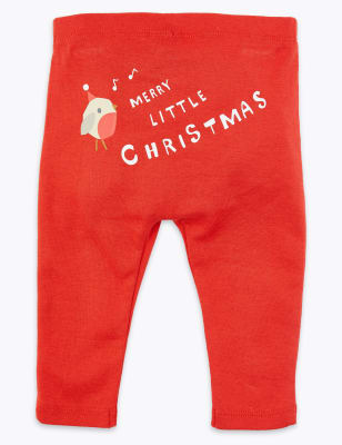 Leggings &agrave; motif rouge-gorge de couleur rouge