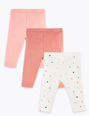 Lot de 3&nbsp;leggings en coton biologique &agrave; imprim&eacute; feuille