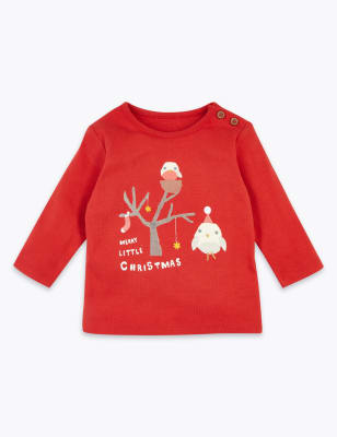 Top &agrave; motif rouge-gorge de couleur rouge