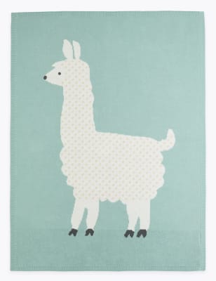 Couverture b&eacute;b&eacute; en maille 100&nbsp;% coton &agrave; motif lama