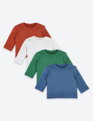 Lot de 4&nbsp;t-shirts en coton biologique &agrave; motif gaufr&eacute;