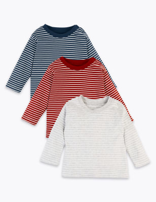 Lot de 3&nbsp;tops en coton biologique &agrave; rayures