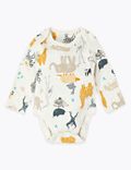 5 Pack Pure Cotton Animal Bodysuits (6½lbs-3 Yrs)