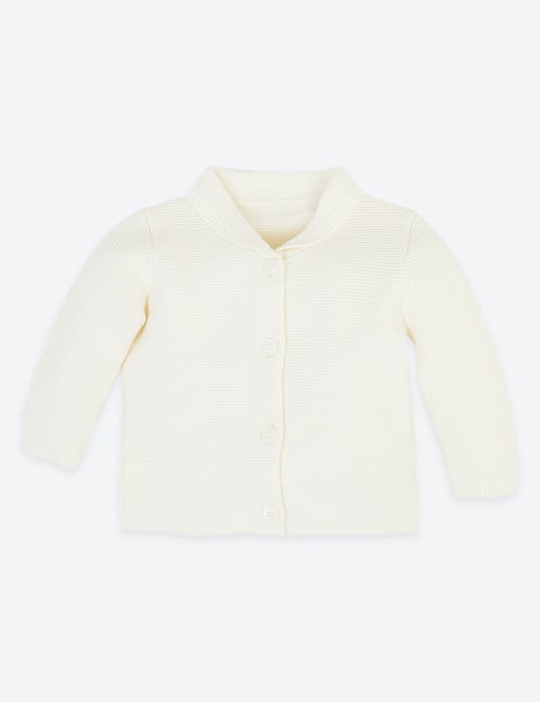 Pure Cotton Knitted Collared Cardigan (7lbs-3 Yrs)