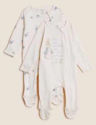 

M&S Collection 2er-Pack Schlafanzüge aus reiner Baumwolle mit Peter Rabbit™-Motiv (0-3 Jahre) - Cream Mix, Cream Mix