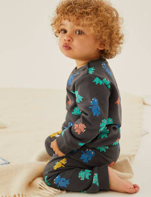 

M&S Collection Sweatshirt mit hohem Baumwollanteil und Dinosauriermuster (0-3 J.) - Charcoal Mix, Charcoal Mix