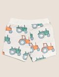 Organic Cotton Tractor Print Shorts