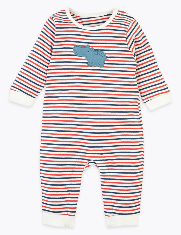 Pure Cotton Applique Hippo All in One (7lbs-12 Mths)