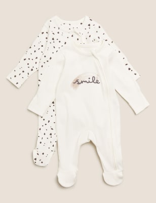 Lot de 2 dors-bien en coton avec texte (jusqu'au 12 mois) - Cream Mix