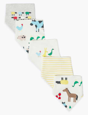 Lot de 5&nbsp;bavoirs &agrave; imprim&eacute; ferme