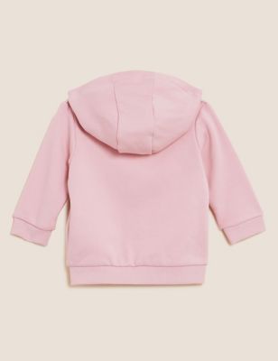 Girls M&S Collection Cotton Rich Zip Hoodie (0-3 Yrs) - Medium Pink