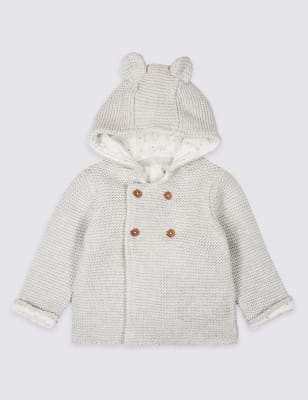 knitted hooded cardigan baby