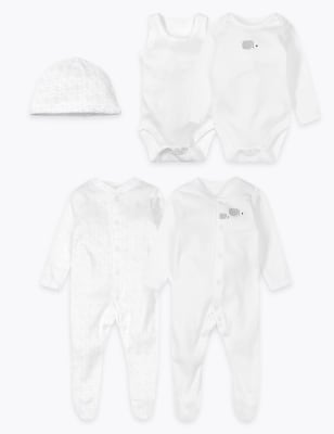 Ensemble 5&nbsp;pi&egrave;ces 100&nbsp;% coton pour nouveau-n&eacute;