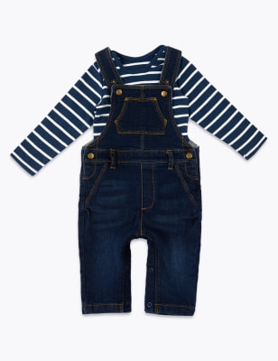 Ensemble 2&nbsp;pi&egrave;ces avec salopette en jean et body