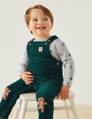 

Unisex,Boys,Girls M&S Collection 2pc Pure Cotton Novelty Dungaree Outfit (0-3 Yrs) - Green Mix, Green Mix