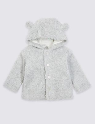 Cotton Rich Fleece Hooded Jacket | M&S