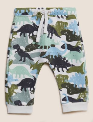 

Boys M&S Collection Cotton Rich Dinosaur Camouflage Joggers (0-3 Yrs) - Green Mix, Green Mix