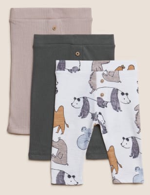 

M&S Collection 3er-Pack Leggings aus reiner Baumwolle mit Tiermuster (0-3 J.) - Marmalade, Marmalade
