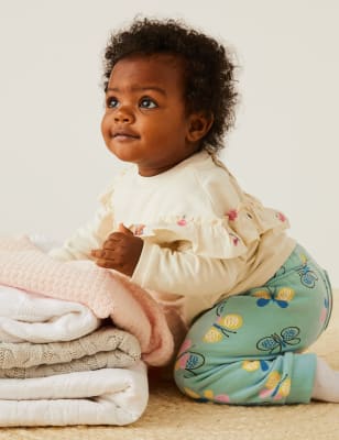 

Girls M&S Collection Cotton Rich Butterfly Print Joggers (0-3 Yrs) - Green Mix, Green Mix