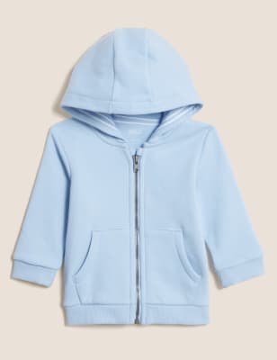 

Boys M&S Collection Cotton Rich Plain Hoody (0-3 Yrs) - Blue, Blue