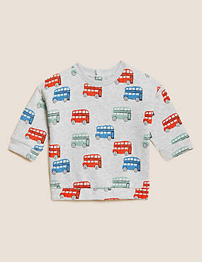 Cotton Rich Bus Print Sweatshirt (0-3 Yrs)