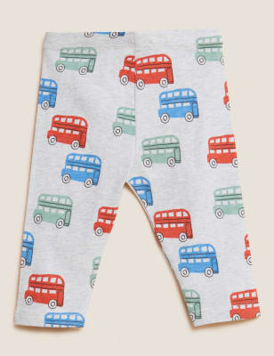 

M&S Collection Leggings de algodón con estampado de autobuses (0-3 años) - Grey, Grey