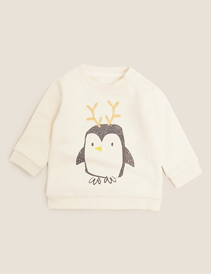 Cotton Penguin Sweatshirt (0-3 Yrs)