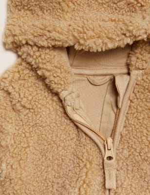 

M&S Collection Unisex-Jacke aus Teddy-Fleece mit Kapuze (0-3 J.) - Taupe, Taupe