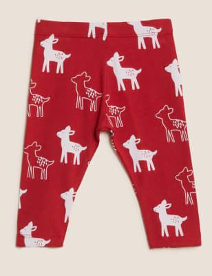 

Unisex,Boys,Girls M&S Collection Cotton Rich Deer Leggings (0-3 Yrs) - Red Mix, Red Mix