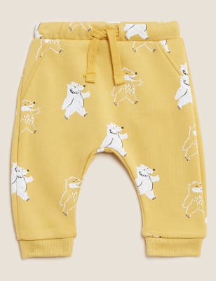 

M&S Collection Jogginghose mit hohem Baumwollanteil und Dachsmuster (0-3 J.) - Yellow, Yellow
