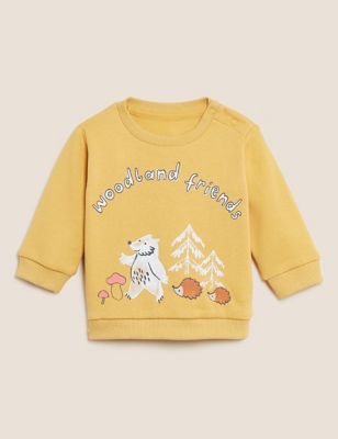 

Unisex,Boys,Girls M&S Collection Cotton Rich Woodland Friends Slogan Sweatshirt (0-3 Yrs) - Yellow, Yellow