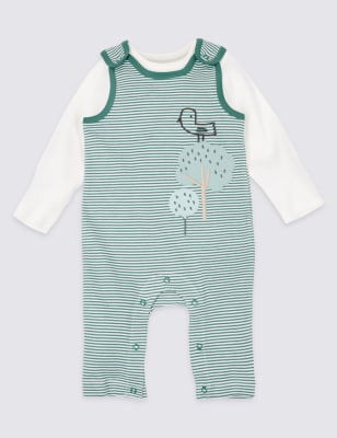 2 Piece Pure Cotton Bodysuit & Dungarees Outfit