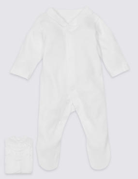 3 Pack Pure Cotton Long Sleeve Sleepsuits