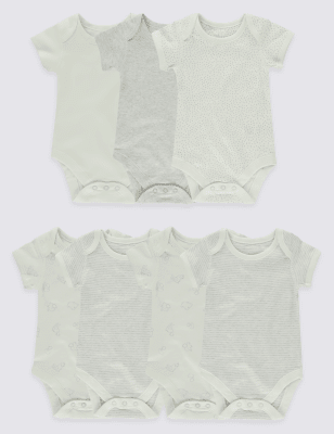 7 Pack Unisex Pure Cotton Bodysuits | M&S